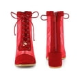 thumbnail image 4 of BLISSFUL STEP Women's Ankle Boots Floral Lace Square Toe Lace Zip Block Heel  Red 5.5, 4 of 6