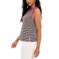 thumbnail image 4 of ATHLECHIC Camiseta sin mangas para mujer, a rayas, con bloques de color, con aberturas laterales, cuello redondo, verano, color marrón y rojo, 4 of 5