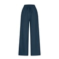 thumbnail image 5 of QTSHPN Womens Pants High Waist Wide Leg Stretch Fashion Jeans with Pockets Elastic Waistband Loose Fit Straight Long Denim Trousers Pants for Women Dark Blue S, 5 of 5