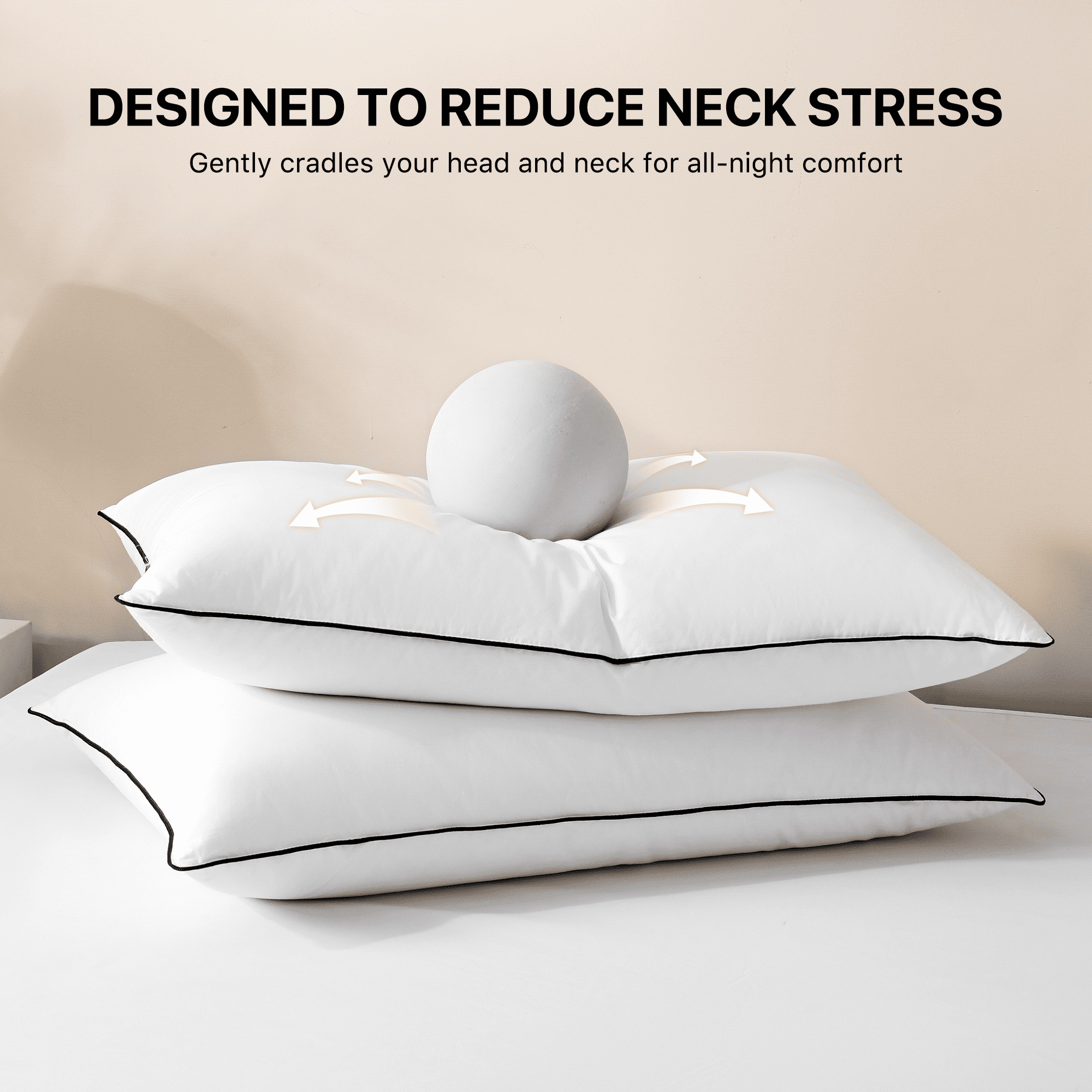 Howsheep Feather Down Pillows Set of 2, Medium Firm Hotel Bed Pillow 2 Pack, Queen Size, 20 x 30 in.