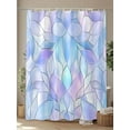 thumbnail image 4 of Fsddascl Stained Glass Shower Curtain Set - 60" x 72" Washable Bathtub Curtain with 12 Hooks, Blue Purple Floral Geometric Waterproof Fabric Stall Shower Curtains for Bathroom/Bathtub Décor, 4 of 6