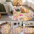 thumbnail image 5 of Round Rugs 6Ft, Spring Floral Round Area Rug Washable Indoor Throw Carpet, Elegant Watercolor Botanical Summer Flower Soft Non Slip Circle Rug for Office Cabinet Home Decor Aesthetic, 5 of 8