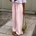 thumbnail image 2 of Lumtrix Women's Wide Leg Palazzo Pants Dressy Casual Striped Y2K Baggy Trousers High Waisted Lounge Slacks with Pockets Pink M, 2 of 8