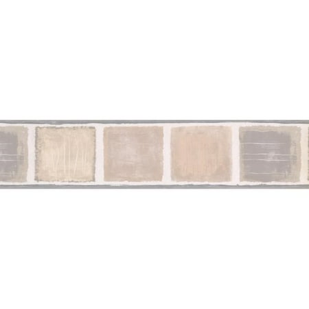 Block Wallpaper Border - Beige Brown Black Abstract Wallpaper Border Painted Squares Design, Roll 15' x 5.25''