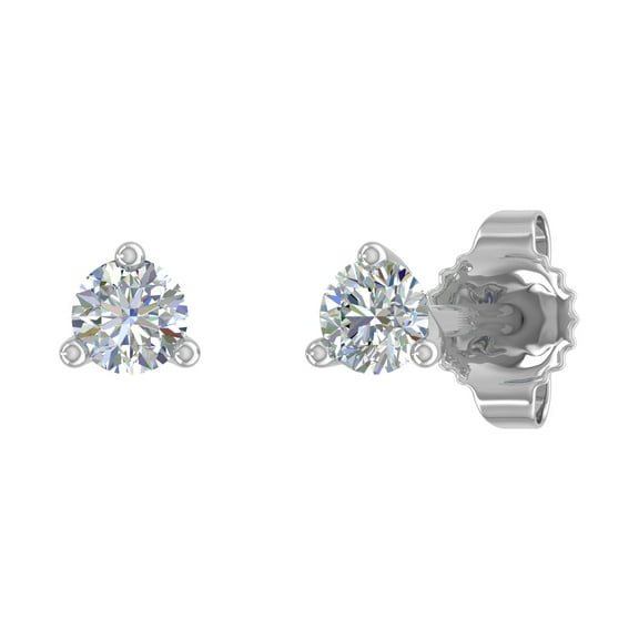 1/10 Carat 3-Prong Diamond Stud Earrings in 14K White Gold (I1-I2 Clarity)