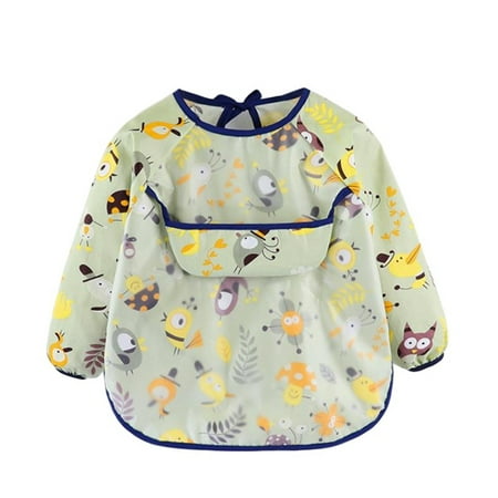 

Cute Baby Cartoon Bibs Waterproof Colorful Infant Bib Full Sleeve Gown Children Apron Coverall