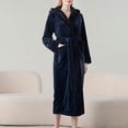 thumbnail image 2 of Besolor Womens Fleece Hooded Robe Thickened Soft Long Plush Bathrobe with Pockets Winter Warm Fuzzy Spa Robes Nightgown, 2 of 6