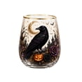 thumbnail image 2 of Halloween Decor, Halloween Drinking Glasses, Halloween Icon Glasses, Glass Pumpkin Themed Raven Crescent Moon Stemless Tumbler, 4X2.5 in Gothic Festive Glass Cup for Everyday and, 2 of 7