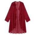 thumbnail image 4 of Alvivi Womens Long Sleeve Sheer Mesh Shrug Elegant Chiffon Open Front Bolero Cardigan Jacket Burgundy S, 4 of 7