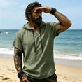thumbnail image 4 of SHTXOZHI Mens Beach Outerwear Vests Short Sleeve V-Neck Hooded Tops Casual Vacation Comfortable Summer Jackets, 4 of 9