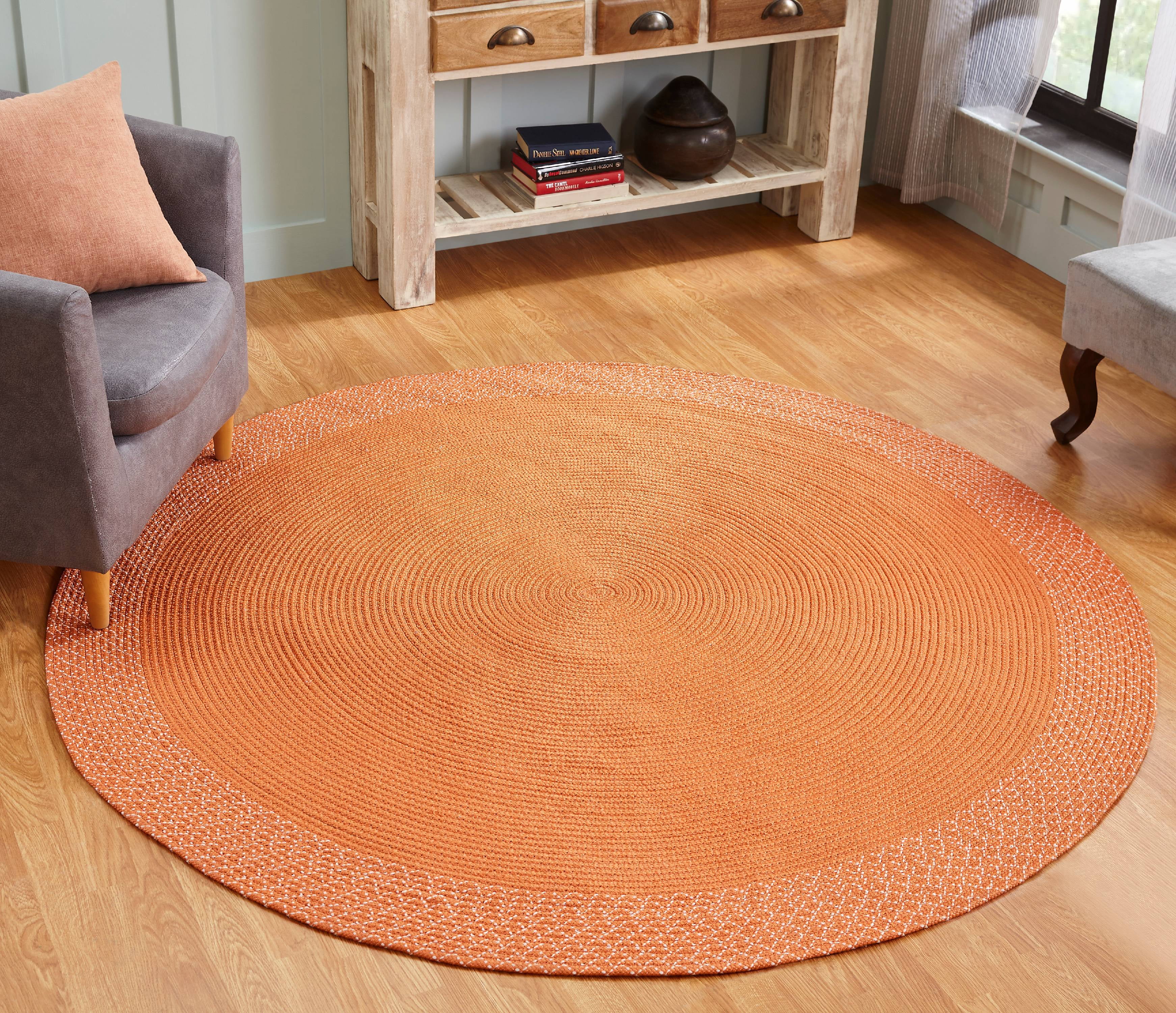 Better Trends Indoor/Outdoor Braided Rug 6' Round Orange Solid