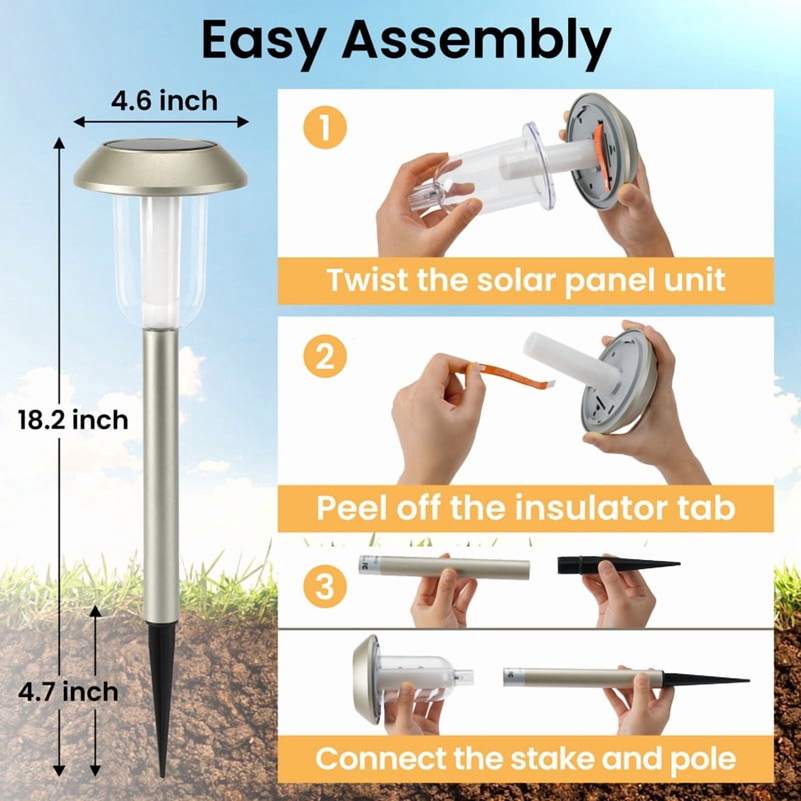 YULINKCO Solar Garden Pathway Lights, Waterproof Outdoor LED Lantern with Warm White Light, Decorative Solar-powered Landscape Lighting for Yard, Patio, and Walkway