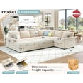 thumbnail image 3 of Papajet 105" Sofa Bed, Sectional Sleeper Sofa with Pull Out Bed/Reclining Backrest, Sleeper Couch Bed with Storage, 6 Seater Couch Bed, Chenille Beige, 3 of 8