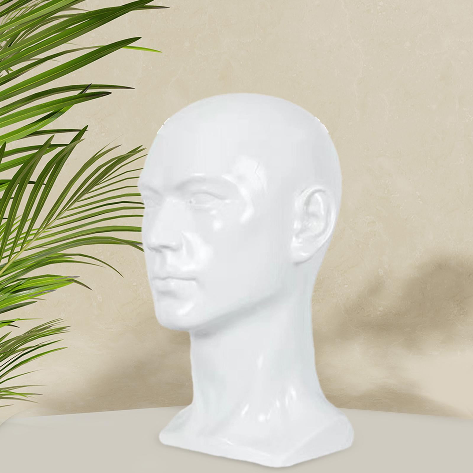 Serenable Male Mannequin Head Freestanding Stand for Making Market Barber Shop Glossy White