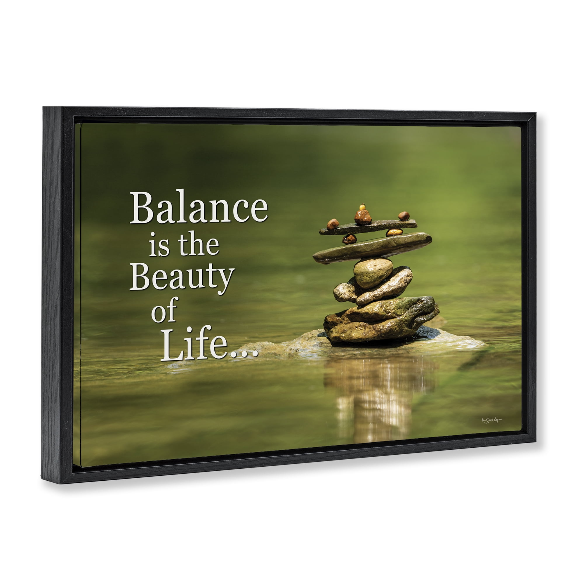 Stupell Industries Balance Is Beauty Landscape & Nature Painting Black Floater Framed Canvas Art Print Wall Art, 25 x 17