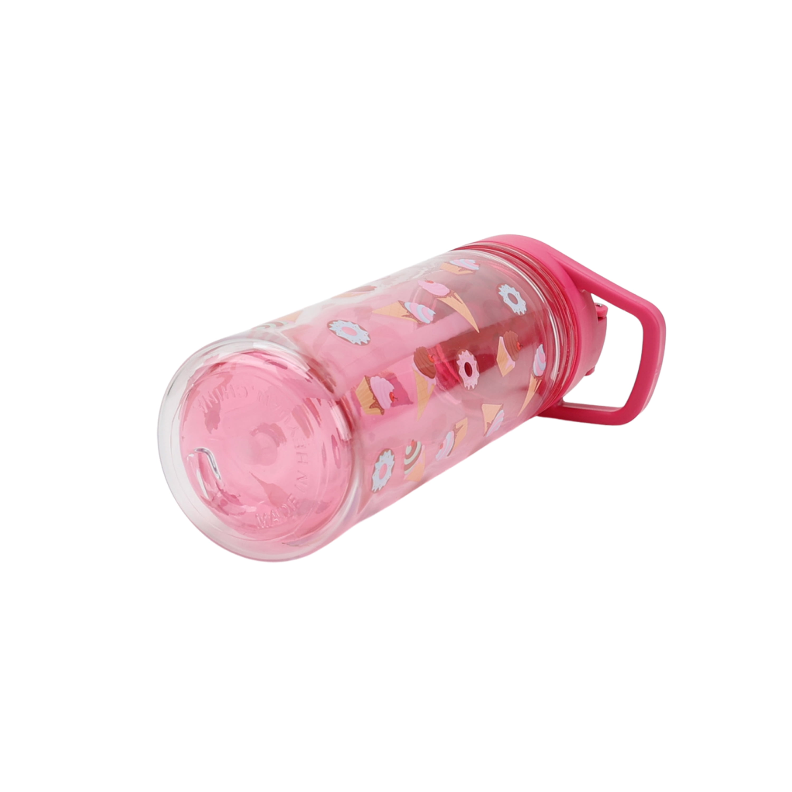 Your Zone 14-Ounce Plastic Water Bottle with Action Lid and Straw, Ice Cream, Double Wall Insulated