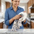 thumbnail image 6 of FINGERCRAFT Kitchen Towels, 100% Natural Cotton Waffle, Set of 6 Multi-Purpose Kitchen Cloth Very Soft Highly Absorbent Tea Towels for Home and Kitchen 20in X 30in Blue Pottery, 6 of 7