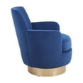 thumbnail image 5 of Hassch 360° Velvet Swivel Barrel Chair with Gold Iron Base, Modern Accent Leisure Armchair for Bedroom, Living Room, Reading Nook (Navy), 5 of 8
