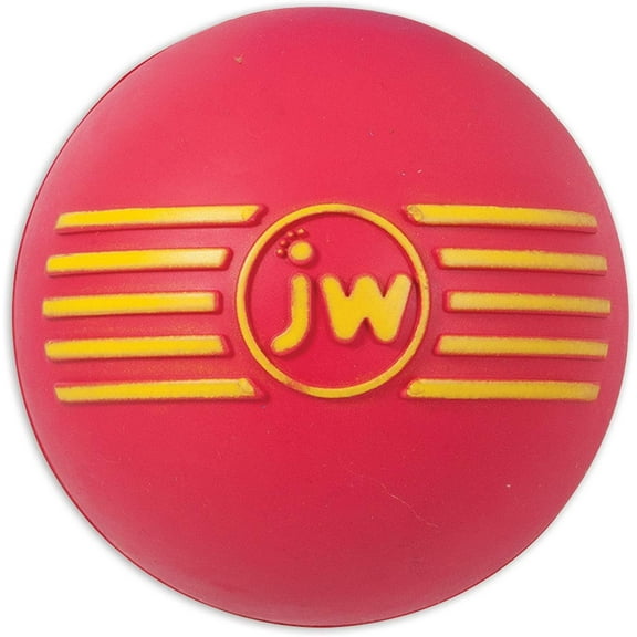 JW iSqueak Ball Non-Toxic Rubber Dog Toy for Dogs 30-60 lb, Assorted Colors, Medium, Pack of 1