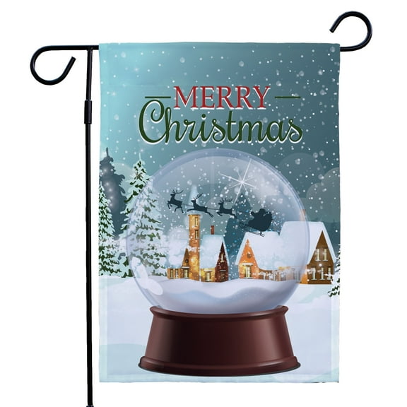 Merry Christmas Snow Globe Garden Flag, 12" x 18" Polyester