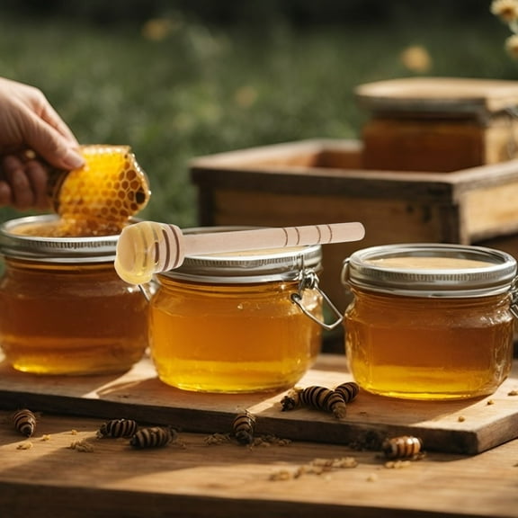 Hemoton Honey Dippers Sticks Wooden Honeycomb Stick Small Honey Spoons Stirrer Stick For Honey Jar Dispense Honey And Wedding Party Favors