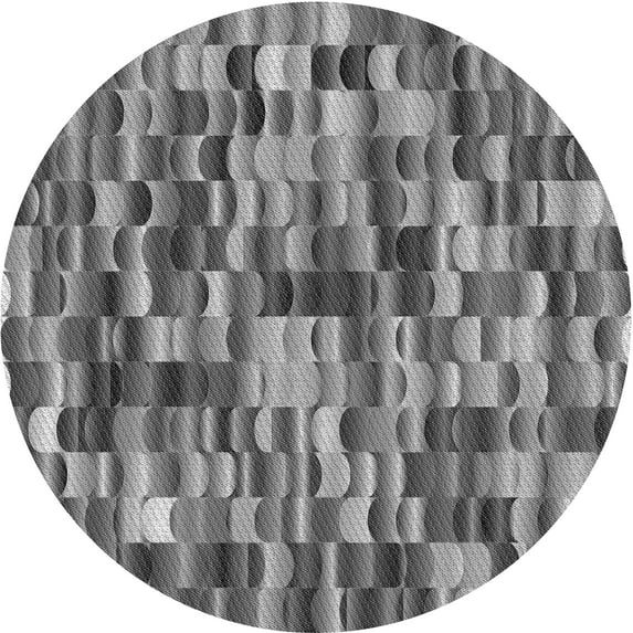 Ahgly Company Machine Washable Indoor Round Transitional Dark Gray Area Rugs, 7' Round