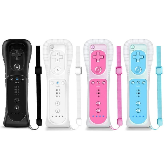NC Wii Controller 4 Pack, Replacement for Wii Remote Controller,Compatible with Nintendo Wii/Wii U, With Silicone Case and Wrist Strap. (White+Black+