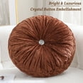 thumbnail image 3 of Velvet 15-Inch Round Throw Pillow for Home Couch Decorative (Coffee), 3 of 7