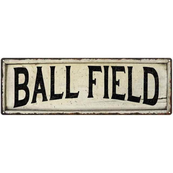 BALL FIELD Farmhouse Style Wood Look Sign Gift 6x18 Metal Decor 206180028084