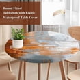 thumbnail image 5 of Abstract Gray Ombre Round Fitted Table Cover Oil Painting Abstract Waterproof Table Cloth with Elastic Edge Wipeable Tablecloth for Picnic Camping Party Fits 45"-54" Diameter, 5 of 8