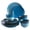 Glossy Blue-16-Piece Set, variant on Stoneware Dinnerware Set Rustic White with Blue Rim 16-Piece Set
