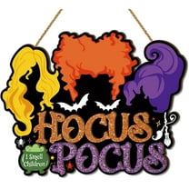 Halloween Decorations Hocus Pocus Wooden Door Sign Sanderson Sisters Door Decor Wreath Halloween Decorations and Supplies for Home Party