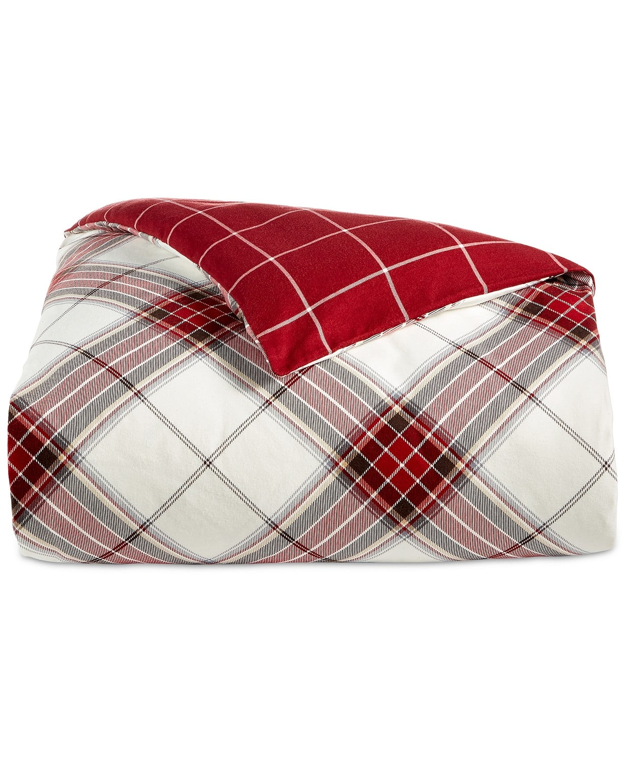 Martha Stewart Collection Deer Pond Flannel Plaid Full Queen Duvet