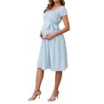 thumbnail image 4 of INSPIRE CHIC Vestidos de Maternidad para Mujeres con Cinturón Boho de Manga Corta Verano Iglesia XX-Large Azul, 4 of 6