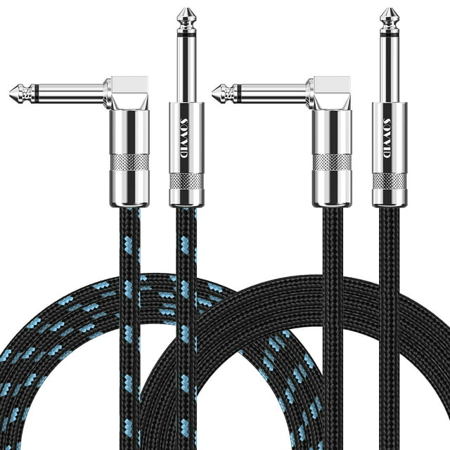 Cable de instrumento Sovvid de 3 m, paquete de 2 unidades para guitarra eléctrica y bajo