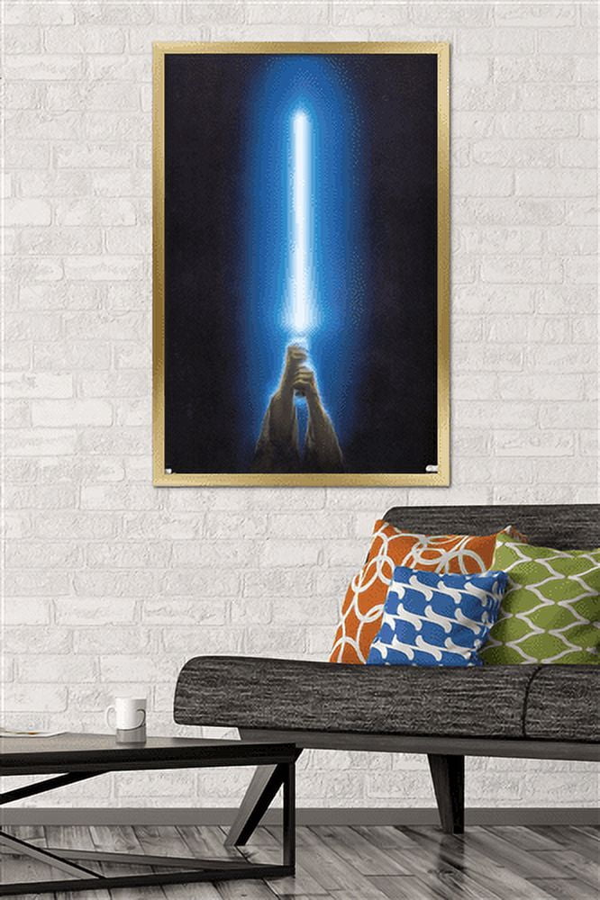 Star Wars: Original Trilogy - Blue Lightsaber Wall Poster, 22.375" x 34", Framed