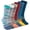 Striped MulticolorC-6pairs, variant on OpetHome 6 Pairs Colorful Striped Crew Five Toe Socks, Unisex Cotton Split Toe Athletic Socks for Daily Wear Cycling Running Medium