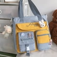 thumbnail image 2 of Bolso de mano de gran capacidad, bonito, tipo bandolera, estilo kawaii, de nailon, con diseño de patchwork, para la escuela, para adolescentes y estudiantes, 2 of 5