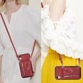 thumbnail image 6 of for iPhone XR Case with Zipper Card Holders and Crossbody Strap & Short Belt for Women, RFID Blocking PU Leather Button Flip Shockproof Wallet Case Cover for iPhone XR - Red, 6 of 10