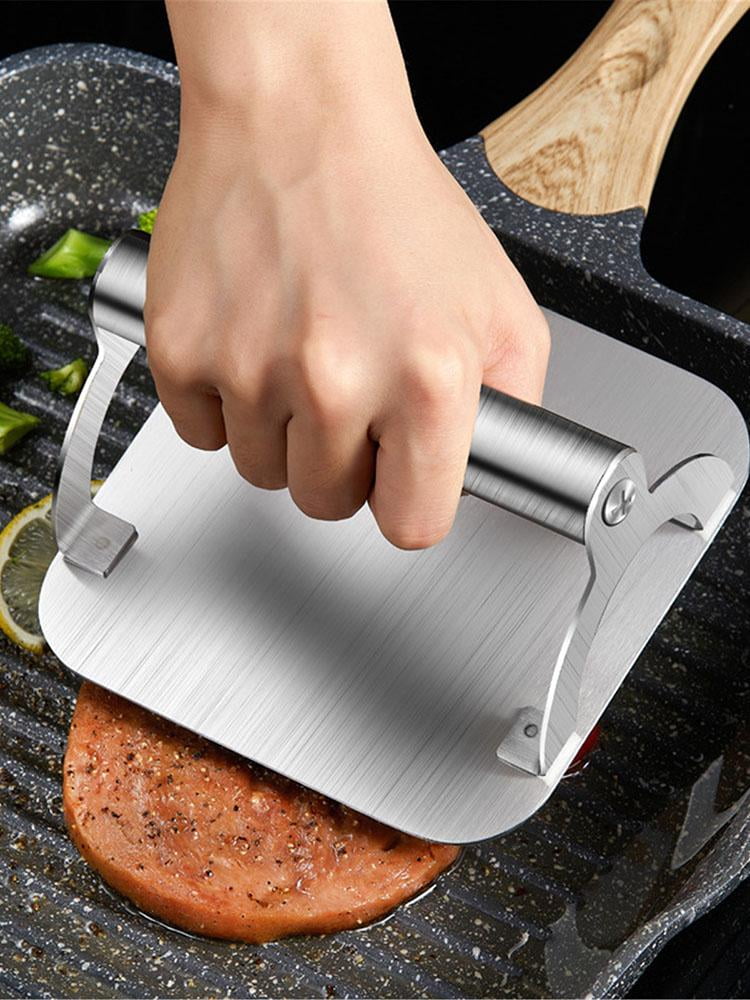 Easy to Clean Detachable Corrosion Resistant for Restaurant Home Burger Smasher Non-Stick Burger Press Comfortable Handle Stainless Steel Burger Press