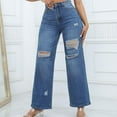 thumbnail image 2 of Endives Women's Jean Stylish Wide Leg Jeans With Holes, 2 of 8