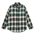 thumbnail image 6 of QIYAGBSA Plaid Shirt for Women Button Down Collared Long Sleeve Lightweight Mid Length Casual Fall Top (Green, M), 6 of 7