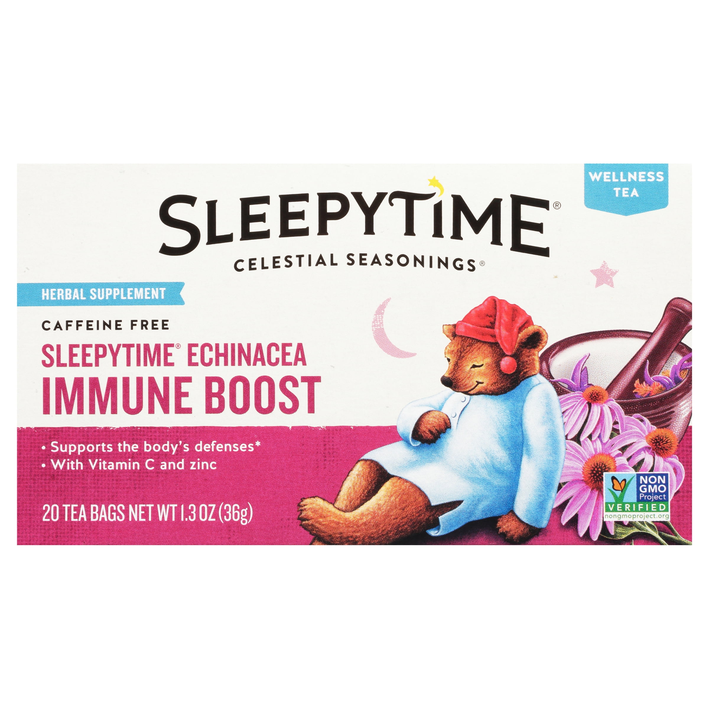 Celestial Seasonings Sleepytime Echinacea Immune Boost, Herbal Wellness Tea Bags, 20 Count