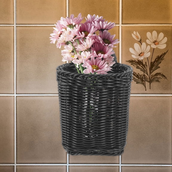 BESTYASH Woven Wall Storage Basket Black Hanging Basket for Kitchen and Home Decor