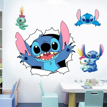 Stitch Wall Stickers Anime Characters Wall Decals DIY Peel and Stick Vinyl Wall Decor for Girls Room Living Room