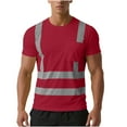 thumbnail image 2 of Pocket T-Shirt, Reflective Strip Casual Wear, Breathable Short Sleeve Loose Fit Tee for Men and Women, 2 of 8