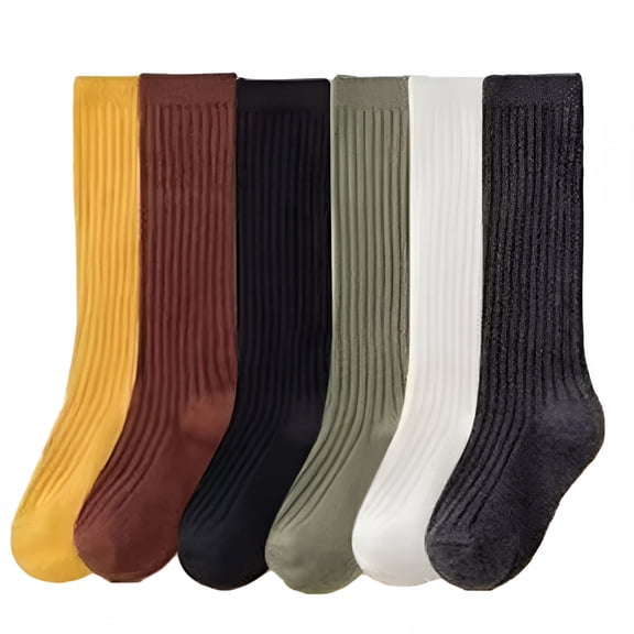 TELOLY 3 Pairs Kids Boys Girls Knee High Socks Baby High Tube Stockings Toddlers School Uniform Seamless Cotton Socks Stockings for Boys Girls 1-8Y