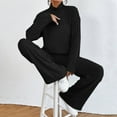 thumbnail image 5 of CILENON Womens Travel Outfit Women's High Neck 2 Piece Sweatsuit Long Sleeve Knit Sweater Tops Wide Leg Pants Set Outfits Active Wear Sets for Women Travel Clothes Women (Black,S), 5 of 5