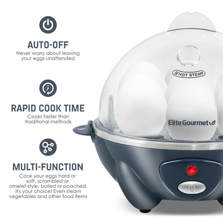 Elite Gourmet - 7-Egg Automatic Egg Cooker - Slate Blue