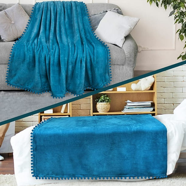 PAVILIA Pom Pom Throw Blanket